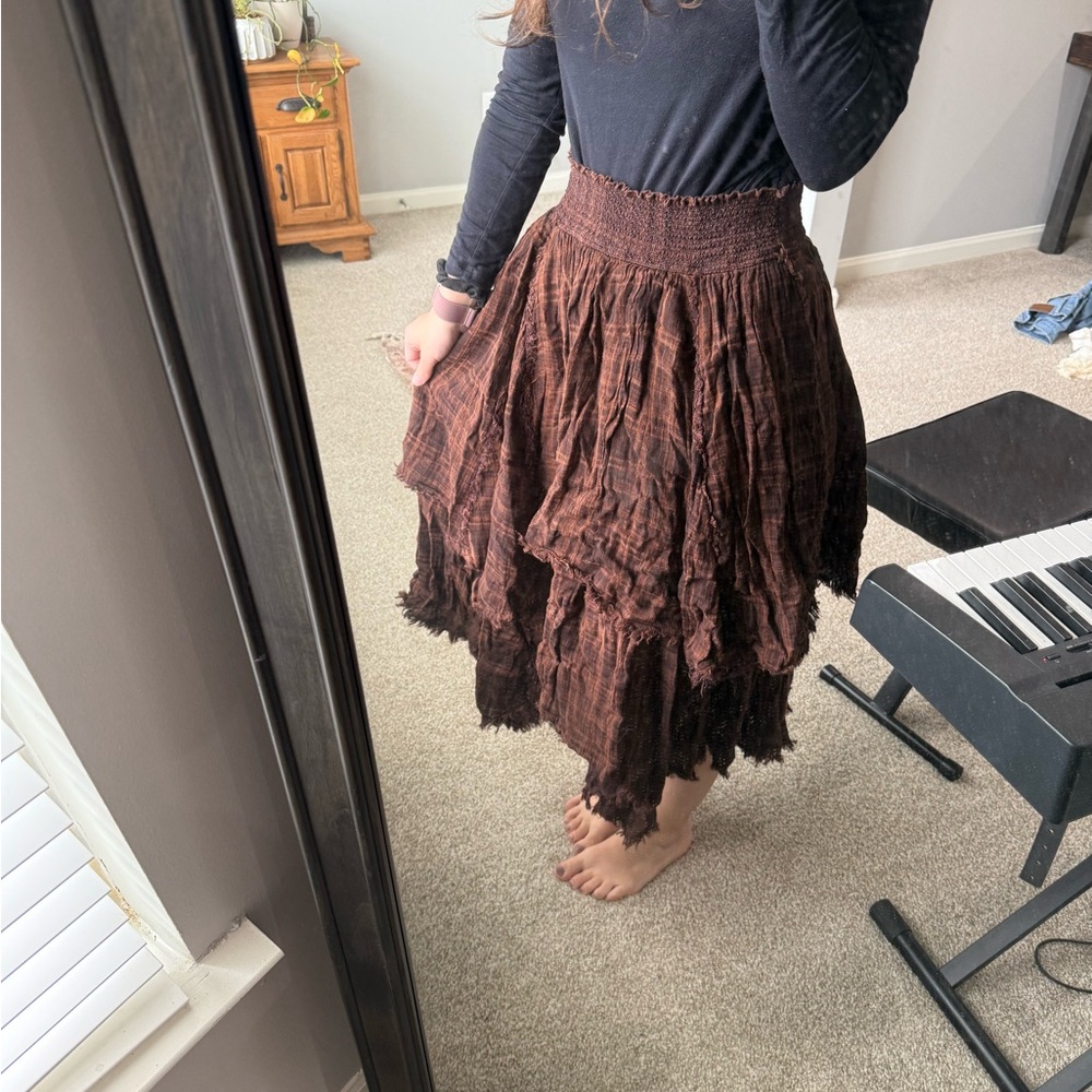 FP One Bohemian Brown Layered Skirt